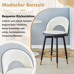 360° Swivel Bar Stool Set of 2 with Padded Seat and Open Back, Dark Grey and White PU Leather