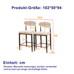 2-Pack Counter Height Bar Stools French Country Upholstered Curved Back - Black/Coffee Frame Cream Fabric