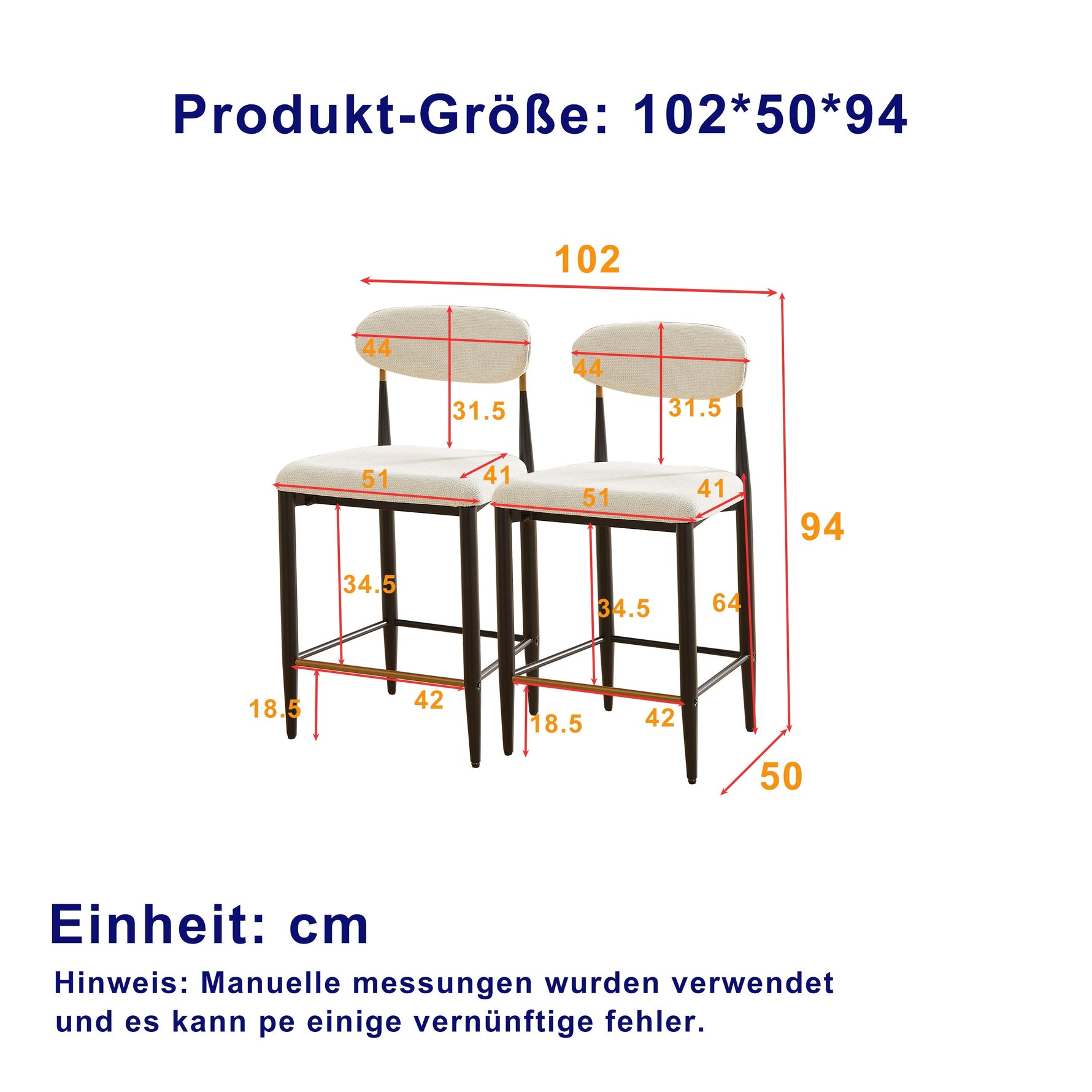 2-Pack Counter Height Bar Stools French Country Upholstered Curved Back - Black/Coffee Frame Cream Fabric
