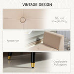 Luxury Upholstered Bench with Storage Armrests Chest Beige