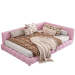 Daybed Sofa Bed 140x200cm Ambient Light USB/Type-C - Pink Faux Fleece