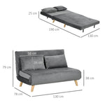 Sofa Bed 2-Seater Foldable Adjustable Backrest, Grey Velvet