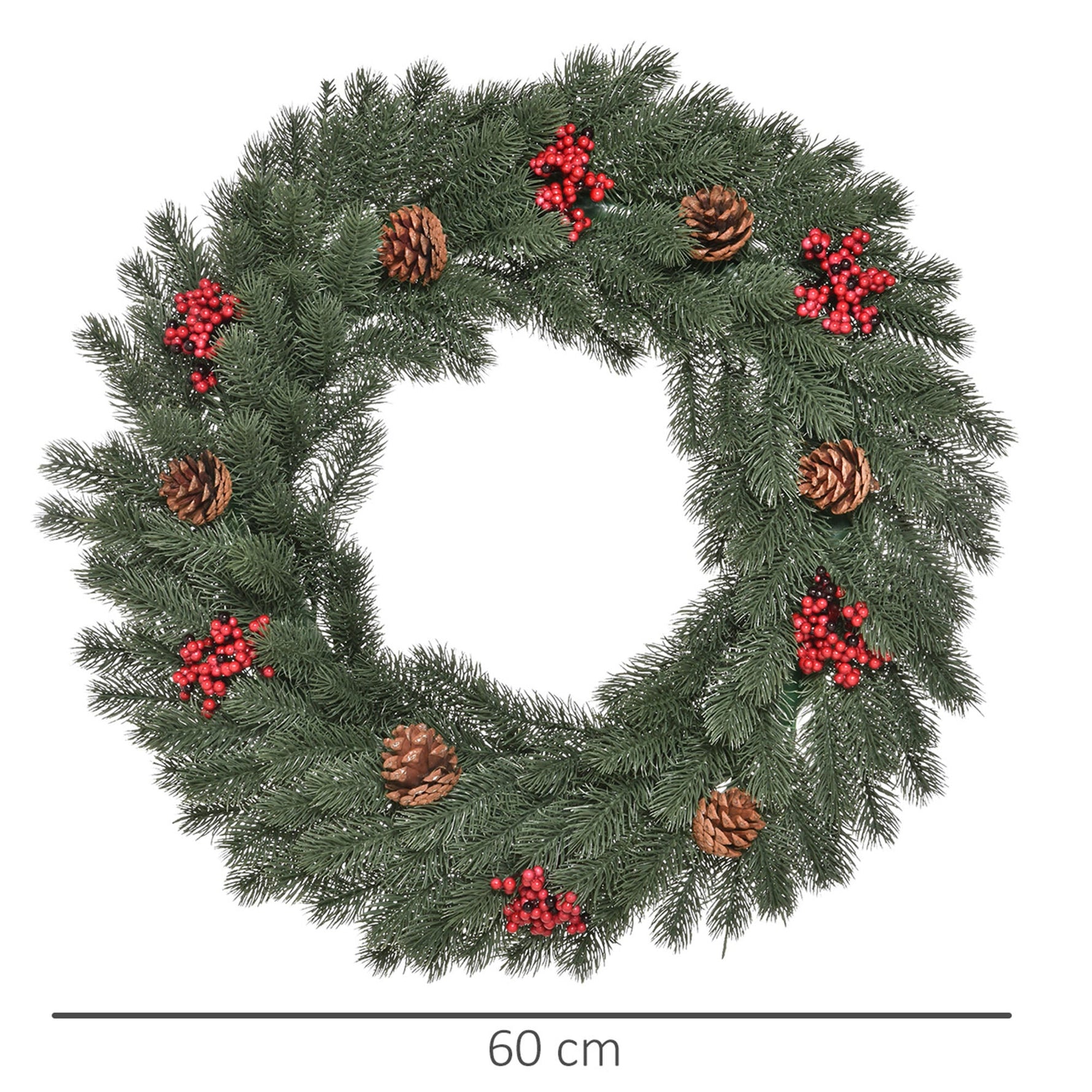 Fir Wreath, Christmas Door Wreath with Eyelet, Green PE