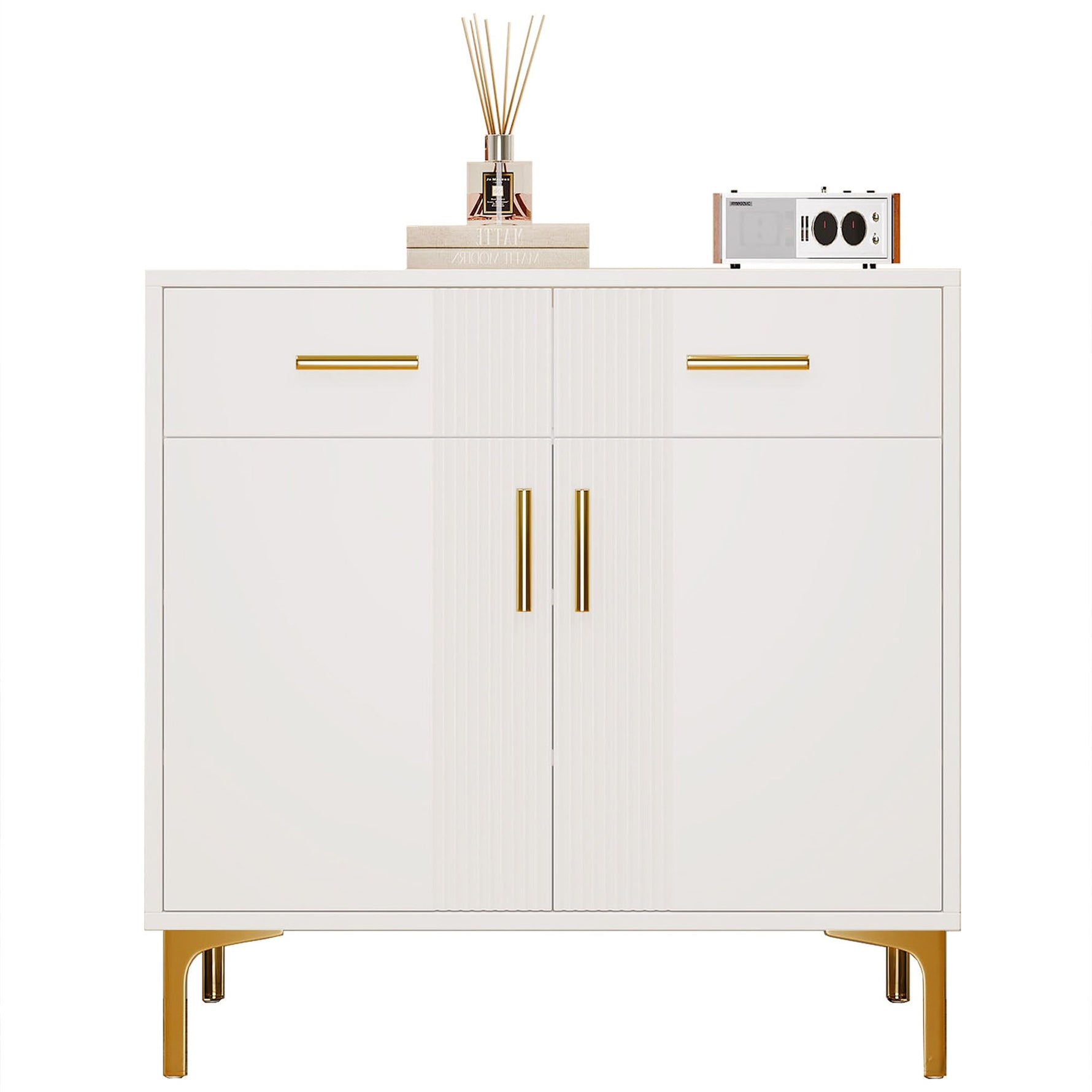Modern sideboard with 2 doors and 2 drawers, metal