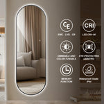 LED Full-Length Mirror 150x50cm Dimmable Backlight Black Aluminum