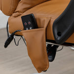 Office Chair, Massage Lumbar Heating 6-Point Faux Leather, Light Brown