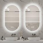 Frameless Oval Smart Mirror, 60x100cm Anti-Fog Touch Screen Bathroom, Glass