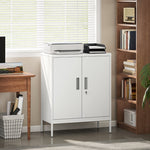 Lockable Steel Cabinet 2 Doors Adjustable Shelves - White