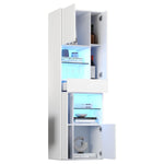 Display Cabinet Tall, LED High-Gloss 1 Drawer 4 Cabinets 55x38x170cm, White