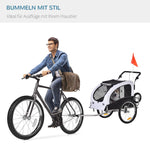 Dog Trailer Jogger Bicycle Trailer, 155 x 83 x 108 cm, White+Black