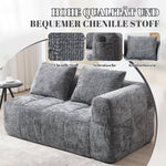 Sofa, Plush 2-Person No Assembly Side Pockets, Grey