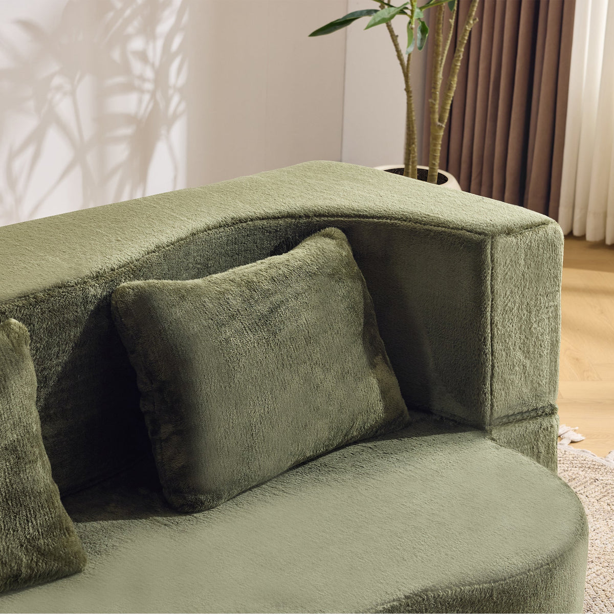 Large Dual-Purpose Futon Sleeper Sofa, Assembly-Free and Foldable Floor-Standing Couch, Green