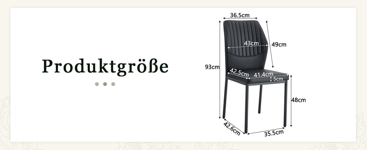 Set of 4 Dining Chairs with Vertical Embossing and Metal Legs, Black PU