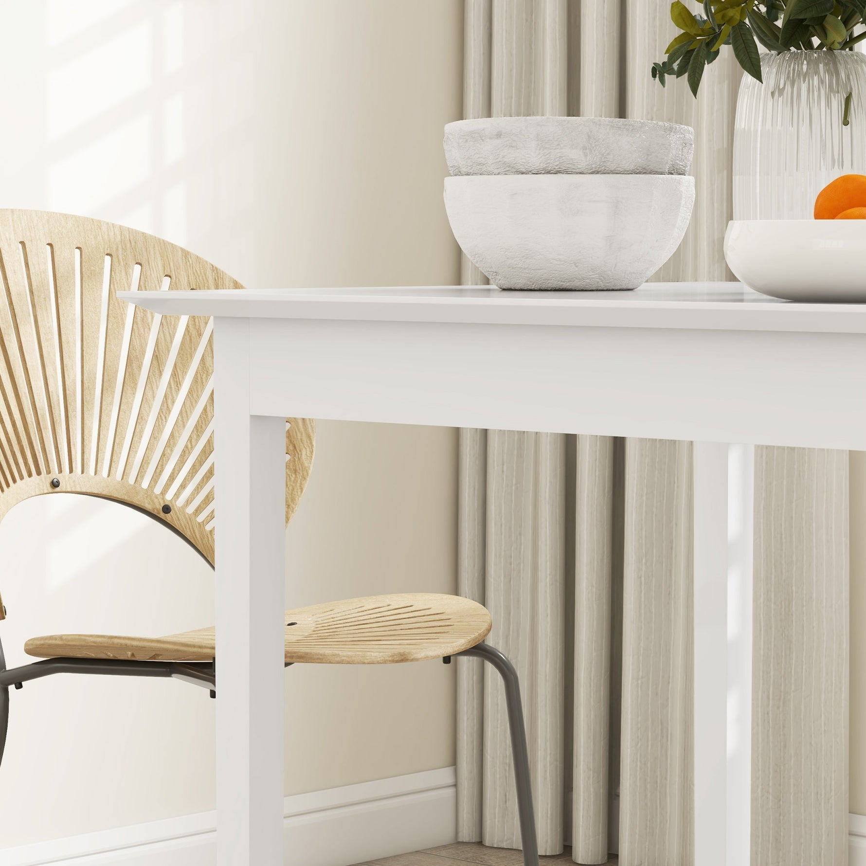 Square Dining Table for 2, 75 x 75 x 76 cm, Wood, White
