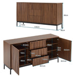 Sideboard 150cm with 3 Drawers and One-Piece Cutout, Dark Grained Oak