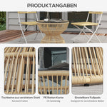 Rattan Side Table Ø60 cm Tempered Glass Boho Design Natural Wood