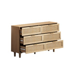 Rattan Storage Cabinet 6-Drawer 130cm Natural