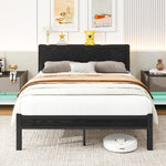 Single Metal Platform Bed Frame with Storage, 120x200cm, Vintage Black