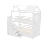Children's Bunk Bed 90x200cm Multifunctional with Storage Stairs Drawers & Shelves Pine MDF White
