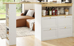 Rotating Standing Table 360° with 4 Drawers & Open Shelves - White