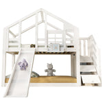 Children's Treehouse Bunk Bed 90x200cm Window Design Slide Fall Protection White
