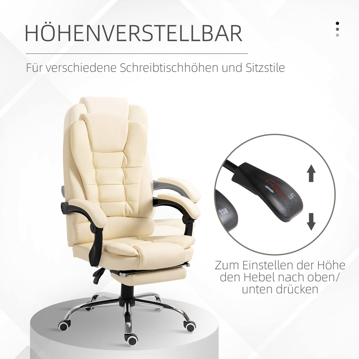 Executive Office Chair with Footrest, Ergonomic, Faux Leather