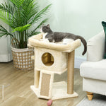 Cat Tree, Jute Scratching Mat, Cat House, Beige