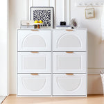 Shoe Cabinet 6 Flaps Open Shelves Freestanding 118x115x25cm - White