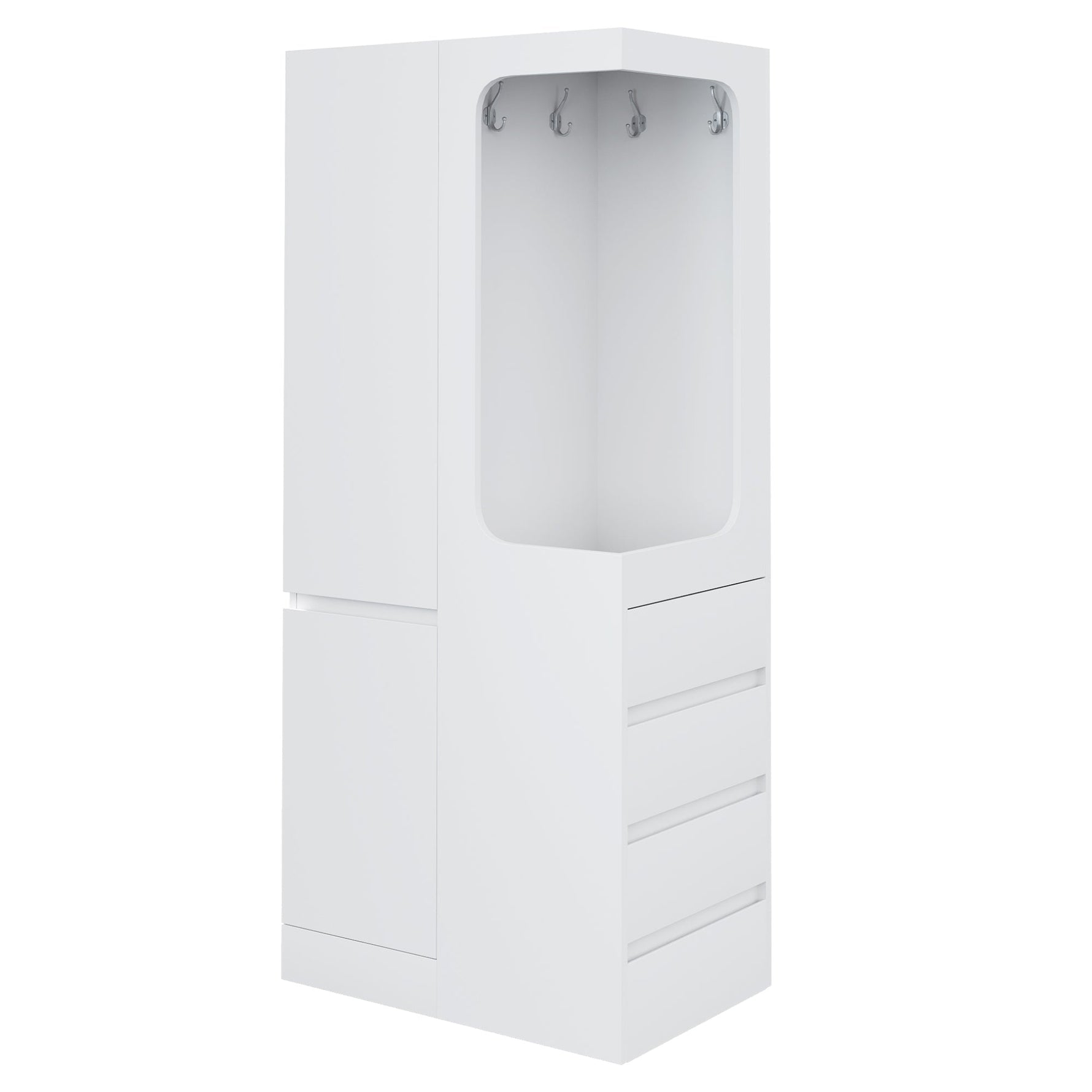 Wardrobe with Drawers and Open Storage, 70x40x170cm, White