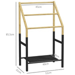 Towel Holder Freestanding, 3 Towel Rails with Shelf, Metal, Natural