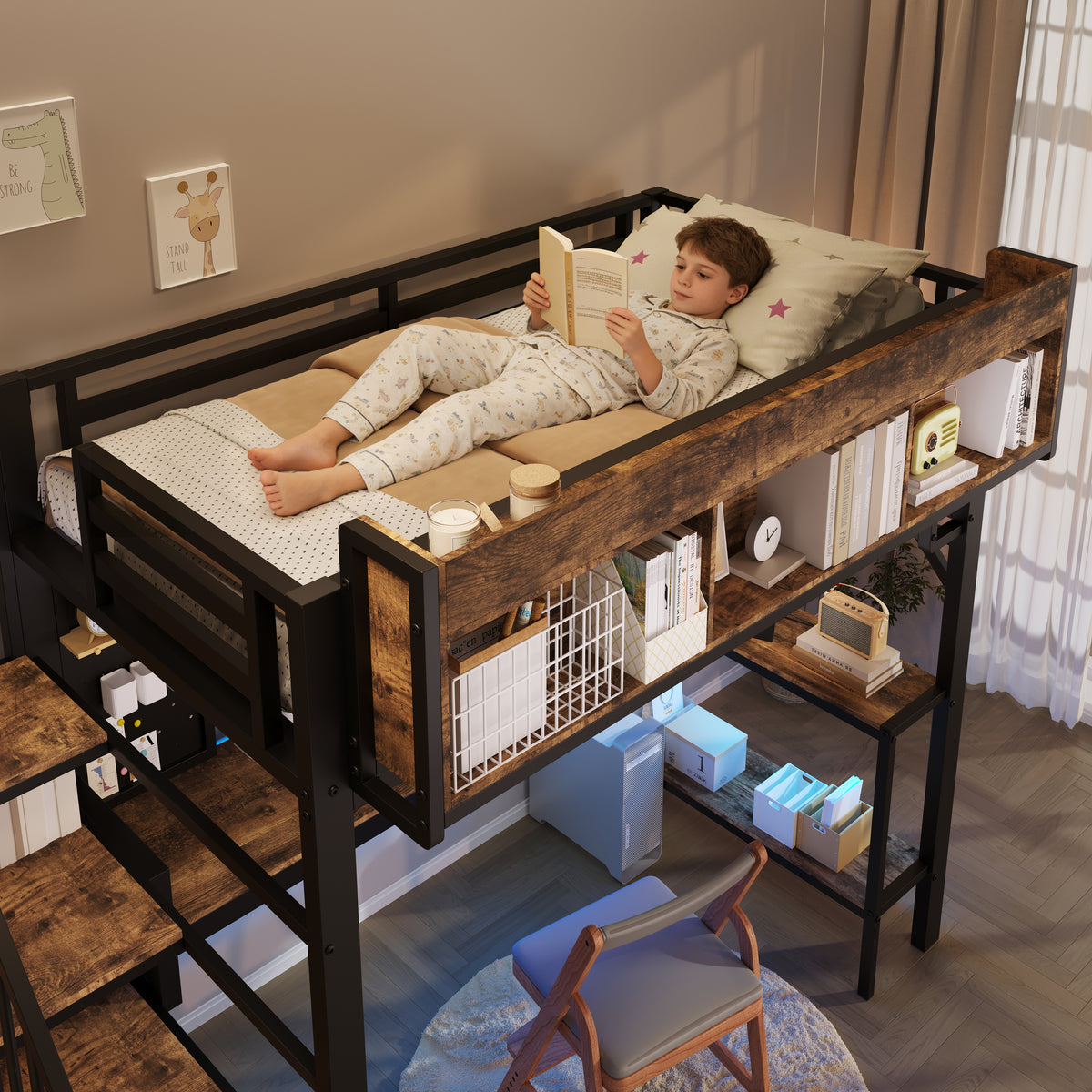 Upholstered Bed 140x200cm with Mattress, Dark Grey Linen