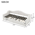 Upholstered Daybed, 90x200 LED Storage, Beige