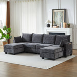 Modular Sofa U-Shaped 6-Seater Chaise Longue Storage Ottoman Chenille