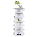 Shoe Rack Tower 6-Tier 360° Rotating for 24 Pairs - White