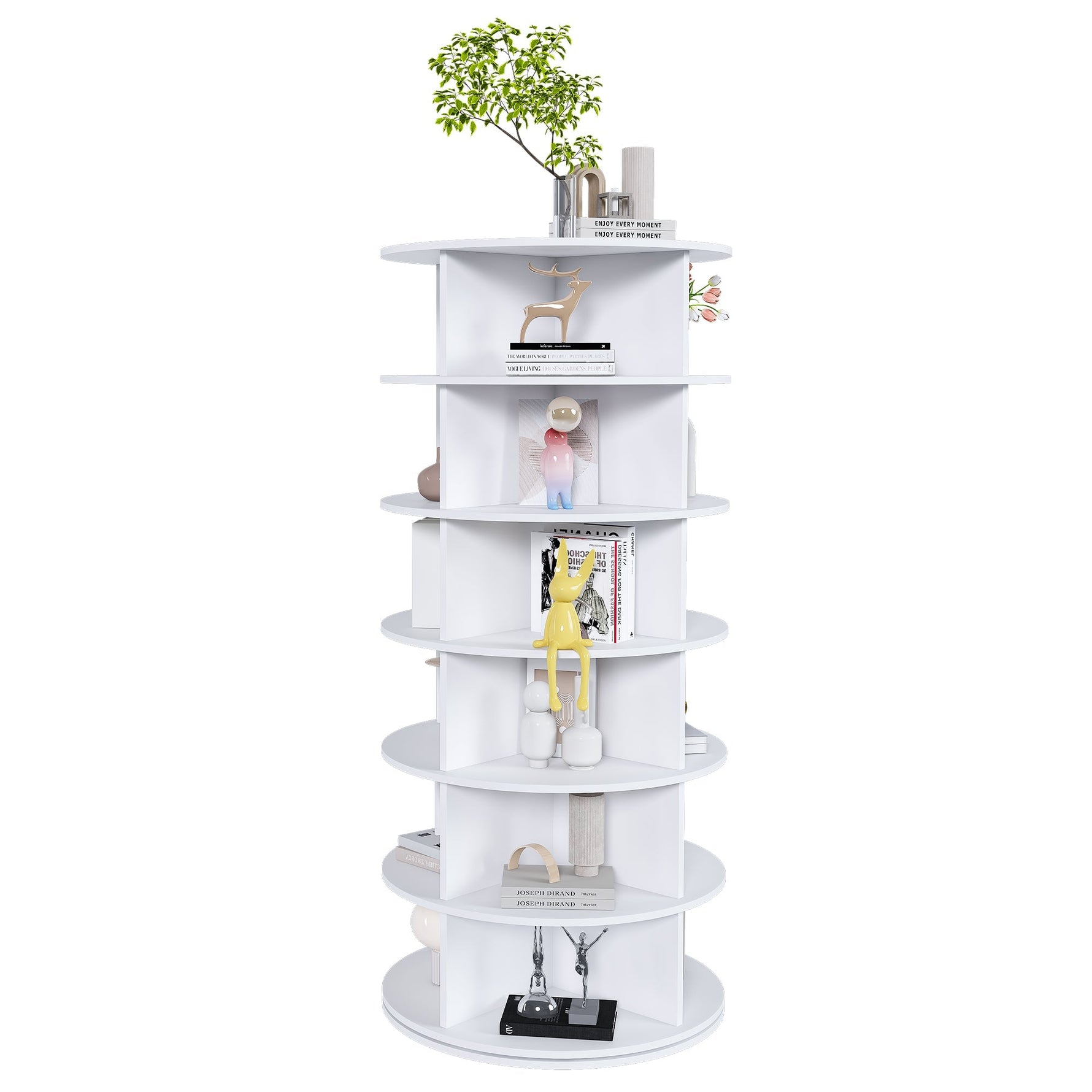 Shoe Rack Tower 6-Tier 360° Rotating for 24 Pairs - White
