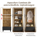 Wardrobe, 1 Drawer, Adjustable Shelves, Clothes Rail, Wood and Black
