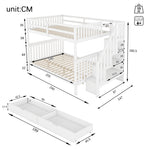 Bunk Bed 140x200cm Stair Storage 2 Drawers White