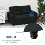 Sleeper Sofa, Convertible 2-Seater Adjustable Angle, Fabric Black