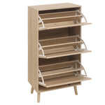 Shoe Cabinet with Three Levels, 121cm High, Natural