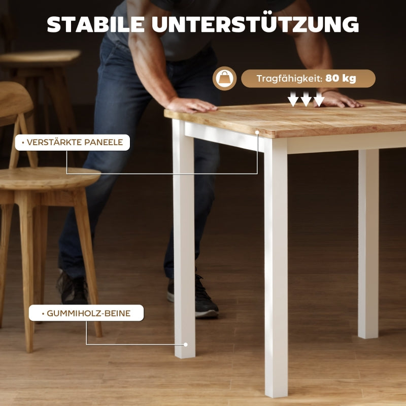 Dining Table for 4 People, Rubber Wood, Natural