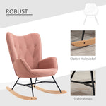 Nursing Rocking Chair, High Back Steel Frame, Pink Velvet