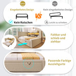 Upholstered Bed 90x200cm Pull-Out Bed LED Storage Headboard - Linen Beige