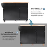 Dining Table Trolley with Folding Tabletop and Storage Cabinets, Black
