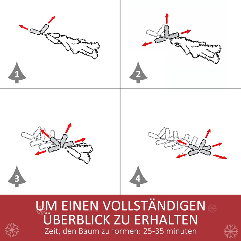 Artificial Christmas Tree, 800 Branches, 61 Cones, Snowy Tips, Fireproof, 180 cm