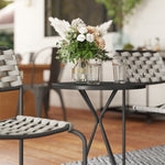 Polyrattan Garden Furniture Set, 2-Person 3-Piece Stackable Chairs & Table, Grey