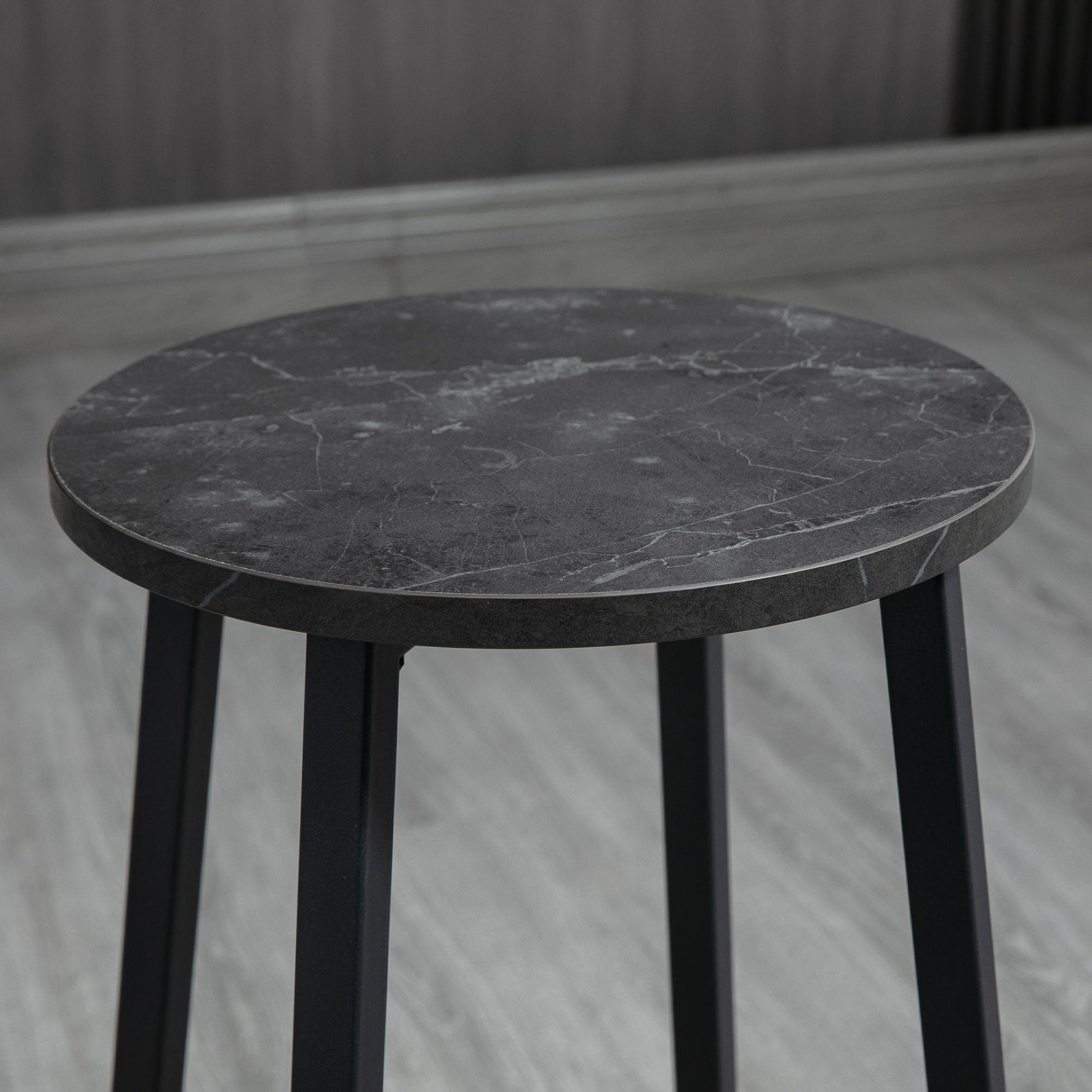 Bar Table & Bar Stool Set, 3-Piece Dining, Steel Black/White