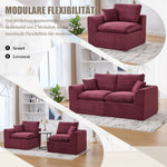 Two-seater Sofa Modern Minimalist Nordic with Cushions - Fabric