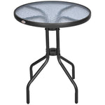 Round Garden/Balcony Table Ø60xH70cm Safety Glass Metal