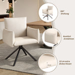 Dining Chairs Set of 4 Upholstered Swivel 360° Lumbar Support - Velvet Beige