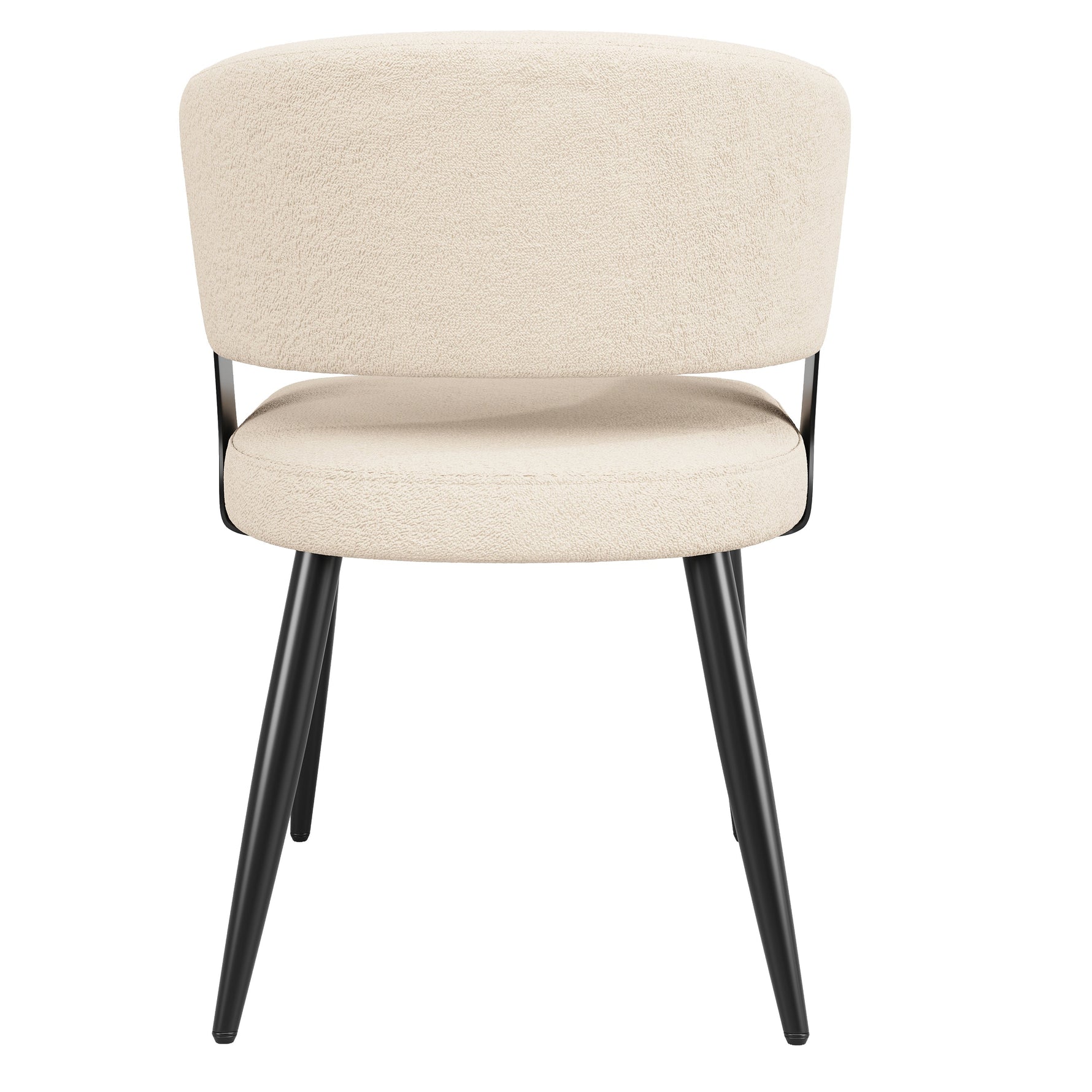 Ergonomic Dining Chair Set of 4 with Curved Backrest and Flannel Fabric, Beige/Grey